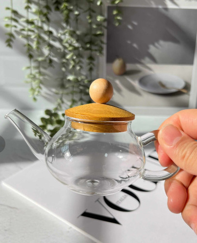 قوری زعفران پیرکس درب بامبو
